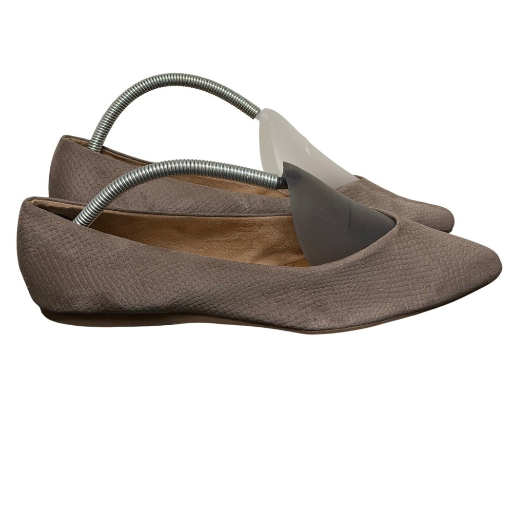 Me Too Flats Womens 10 Gwenn Taupe Snakeskin Embossed Pointed Toe EUC